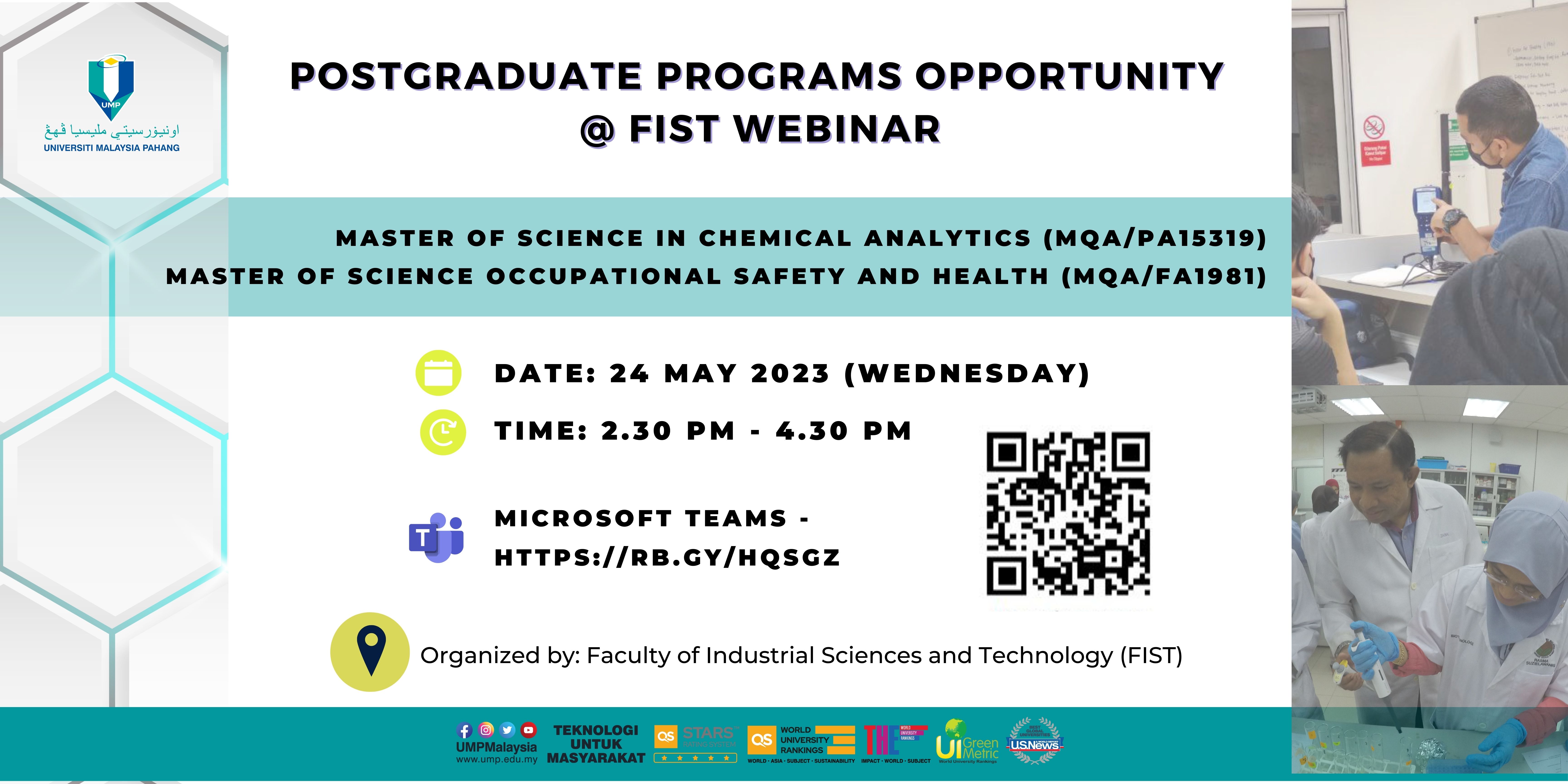 Postgraduate programs opportunity  @ FIST Webinar